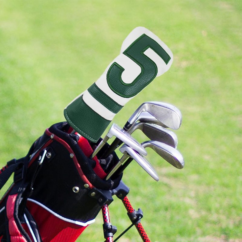 Scott Edward 1/3 Pcs Golf Club Covers, PU Big Number 1 3 5 Golf Headcovers for Driver Fairway and Hybrid Wood Fit Most Brand (Hybrid Green 5)