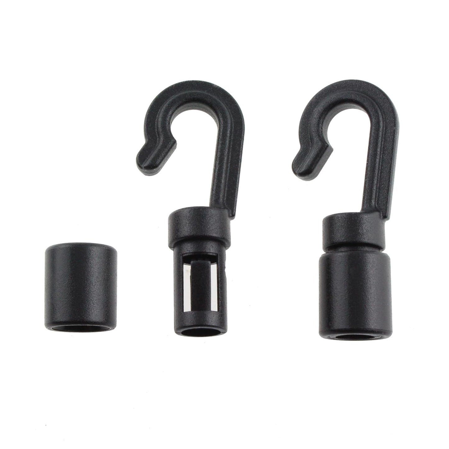 Maxmoral 15pcs Bungee Shock Cord Hook fit 1/8" Rope Terminal Ends Tabbed S Open Hooks for Kayaks