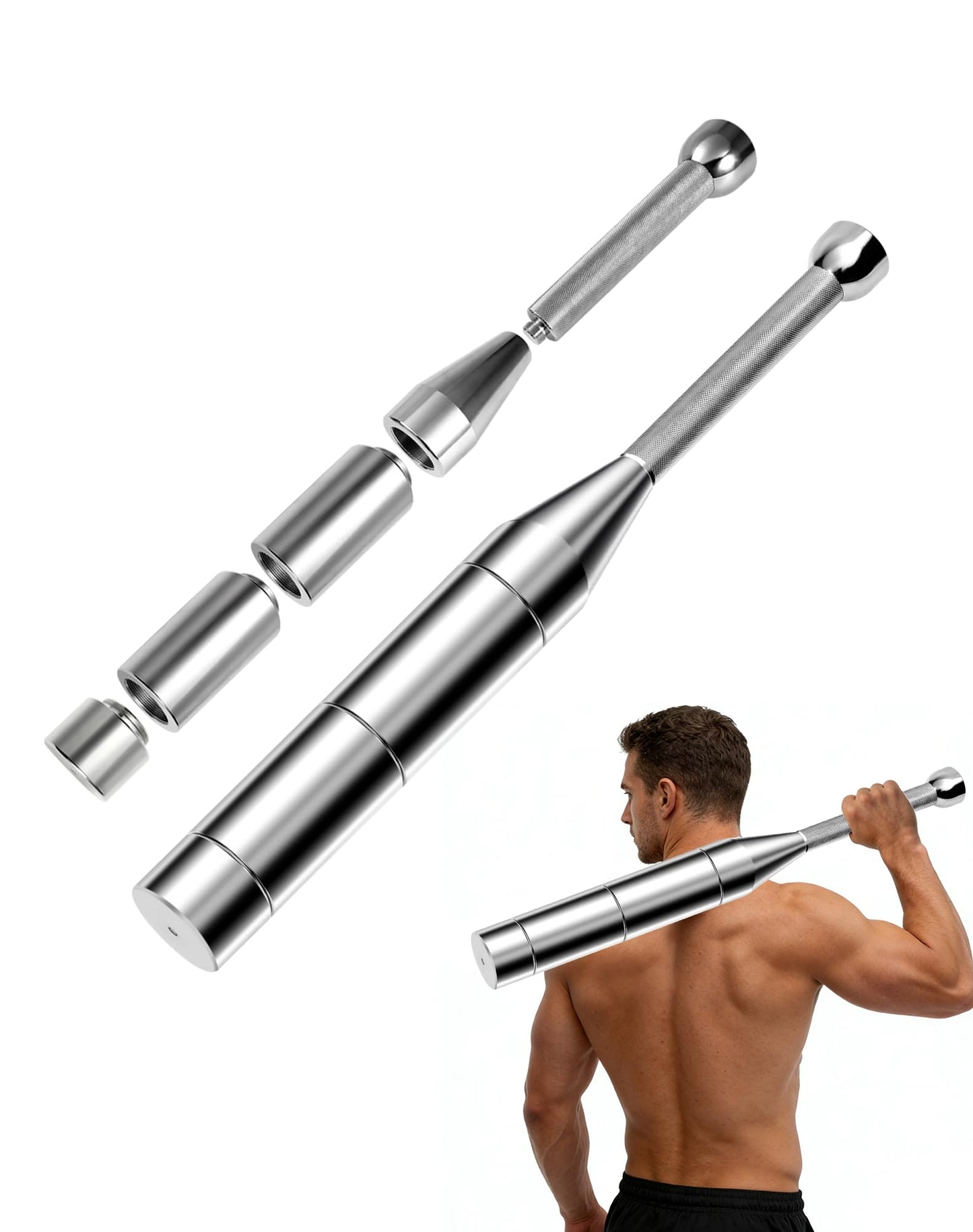Zwwkkll Adjustable Macebell, 6-in-1 Indian Club Weighted for Strength Training (6.6/8.8/11/13.2/15.4/17.6LBs), Shoulder & Grip Workouts, Progressive Weight System(6 IN 1-17.6LB)