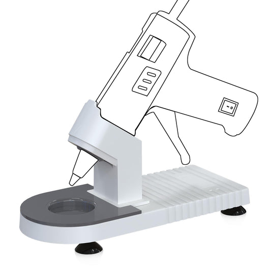 MONVICT Glue Gun Stand for Most Mini Glue Guns, Hot Glue Holder with Non-Stick Silicone Mat, Suction Cups, Helpful Tool for Make Your DIY, Crafts, Home School Project Well Bars Orderly (NOT Full Size)