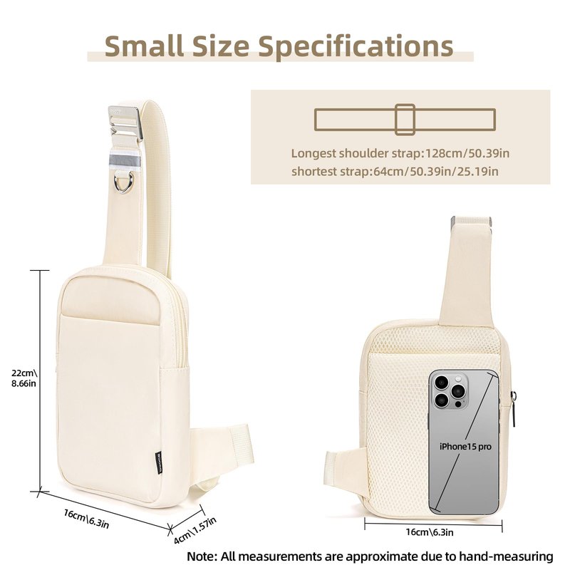 OSOCE Small Sling Bag for Men and Women with RFID Pocket, Anti Theft Crossbody Chest Bag Casual Travel Bag for Hiking,Beige,Small