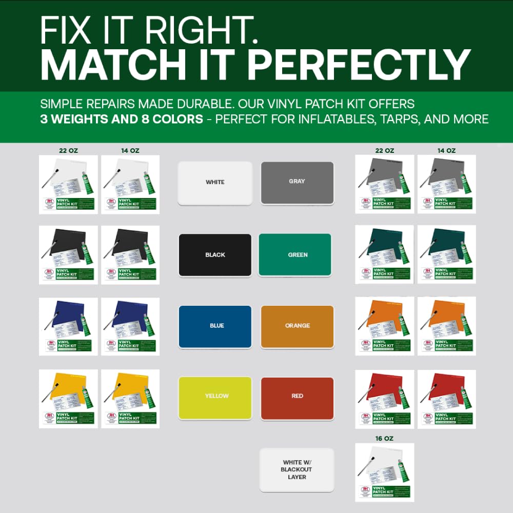 RH Adhesives Vinyl Patch Kit - 10" x 10" Reinforced Flexible PVC with HH-66 TF Vinyl Cement & Brush