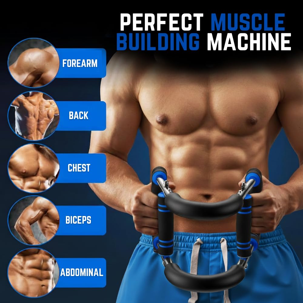 Livingstones Designs 5-in-1 Twister Arm Trainer with Bag, Gloves Pair, Bottle & Hand Gripper, Adjustable Chest Workout Equipment, Arm Trainer for Men, Chest Trainer for Men, Shoulder Muscle Training