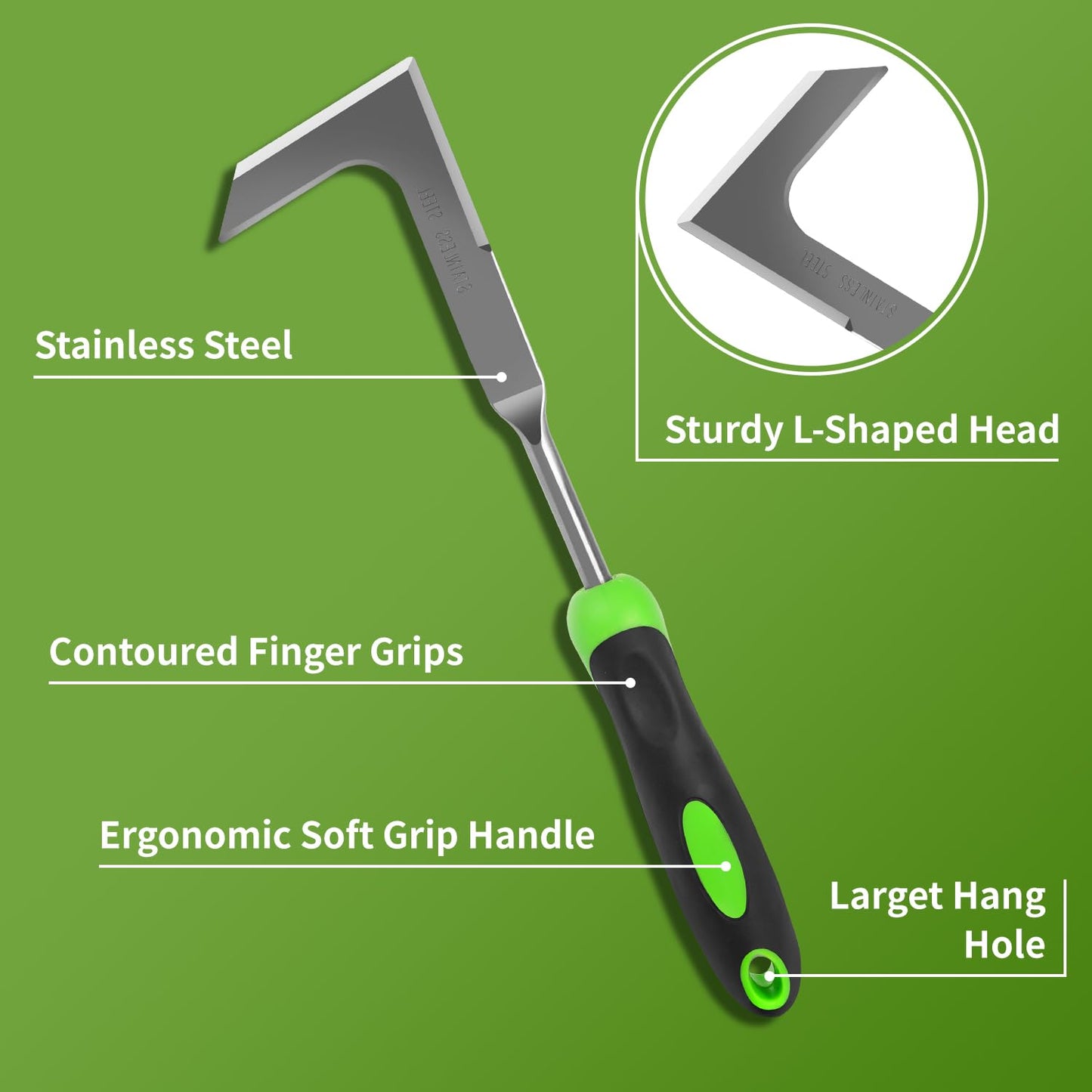 Juxifyron Weed Puller Tool, Manual Hand Weeder Tool, Crack Weeder Crevice Weeding Tool Stainless Steel, Paving Brick Moss Dandelion Removal, 2 Pack Weed Remover Tool for Garden Patio