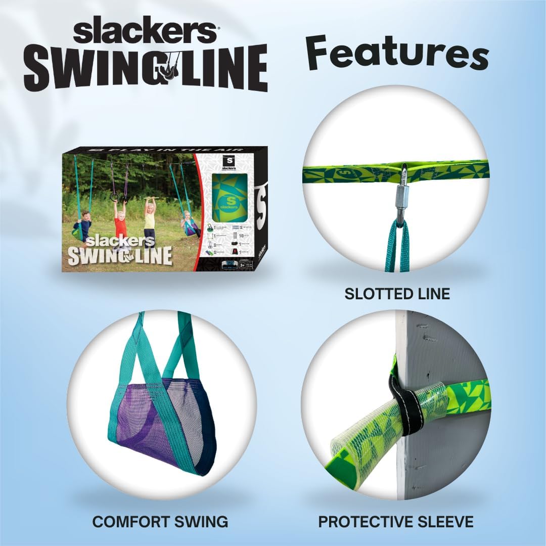 Slackers Tree Swing Line Kit - Transform Your Yard into a Fun Swing Set - Ideal for Ages 3+