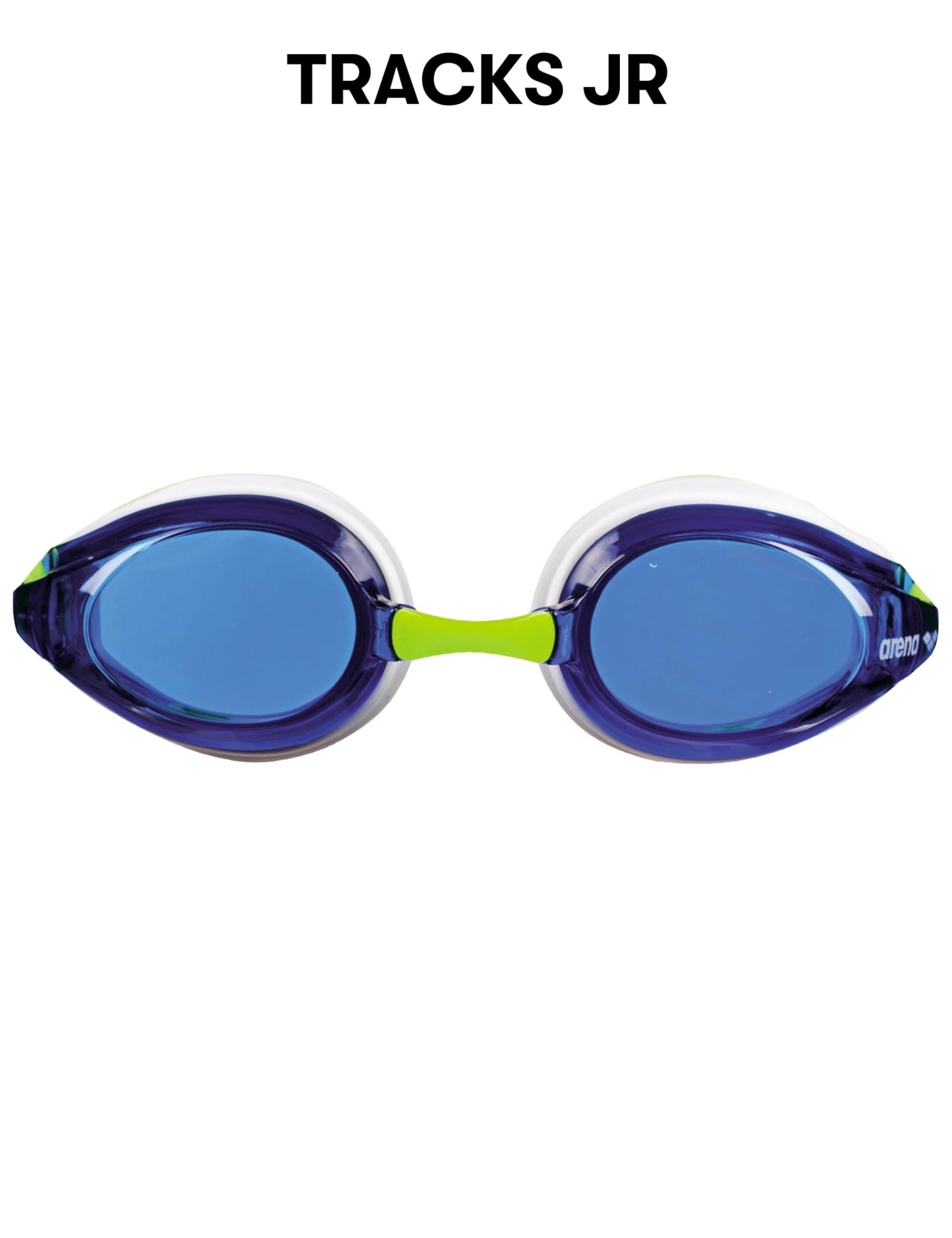 ARENA Tracks Unisex Junior Youth Essential Racing Swim Goggles Kids Swimmers Young Racers Anti-Fog Coated Non-Mirror Lens, Blue/White/Fluo Yellow