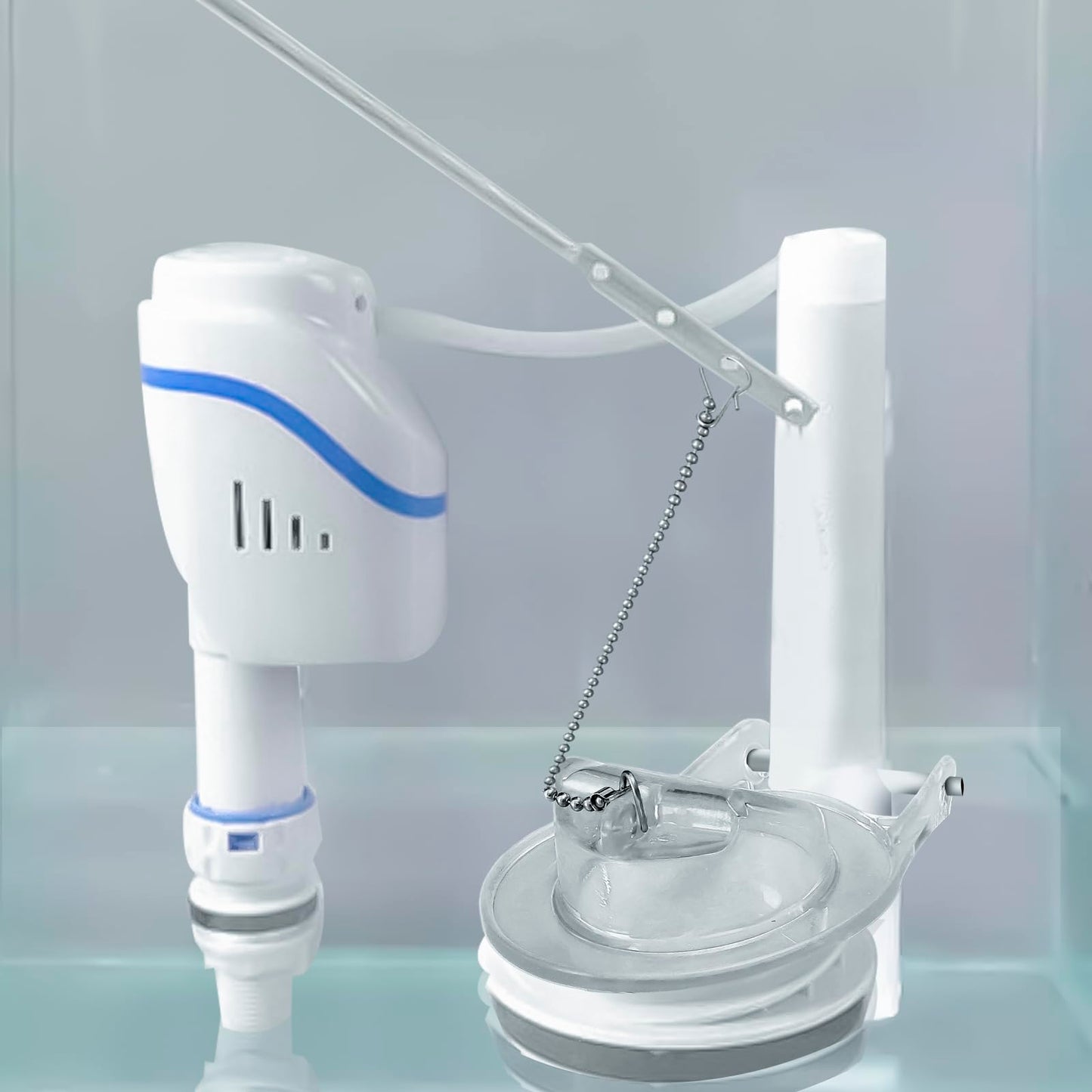 Toilet Flappers Replacement Compatible for GA715014-GEG1 (Transparent) 3 Inch with Stainless Chain and Hook - Reliable Toilet Flapper, Pack of 2