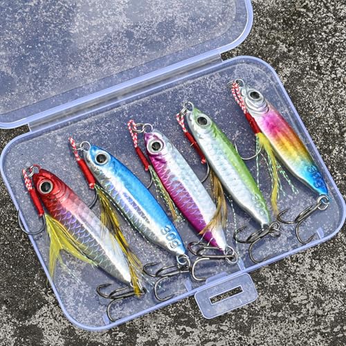 Saltwater Fishing Spoons with Ultra-Sharp Hooks - 5 Pack