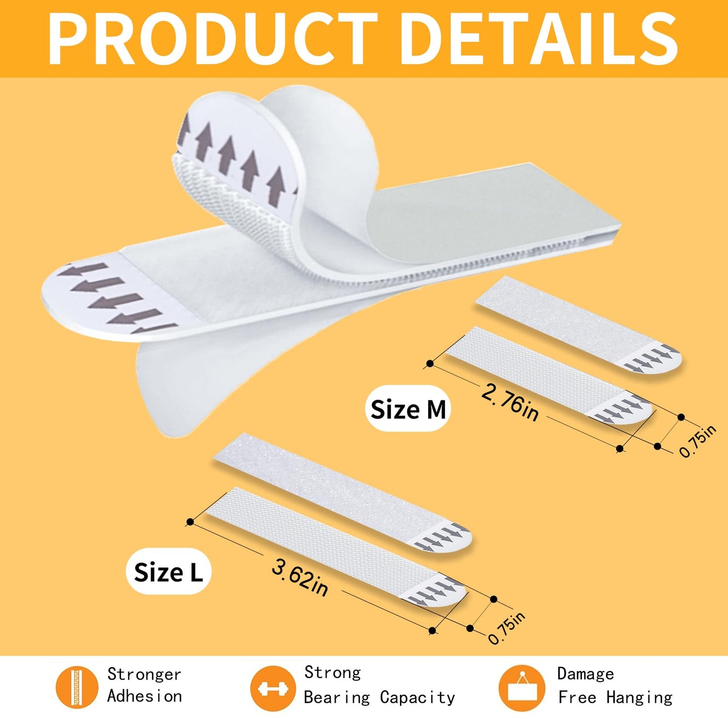 Nigwet Picture Hanging Strips Heavy Duty - 24-Pairs (48 Strips) Picture Hanging Kit Sticky Hangers for Walls, Damage Free Without Nails, Adhesive Frames/Posters/Wall Art, No Drill, White, Large