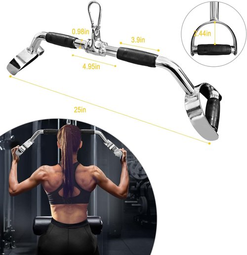 LAT Pulldown Bar - Heavy Duty V-Shaped Cable Machine Attachment with Rubber Handgrips for Home Gym