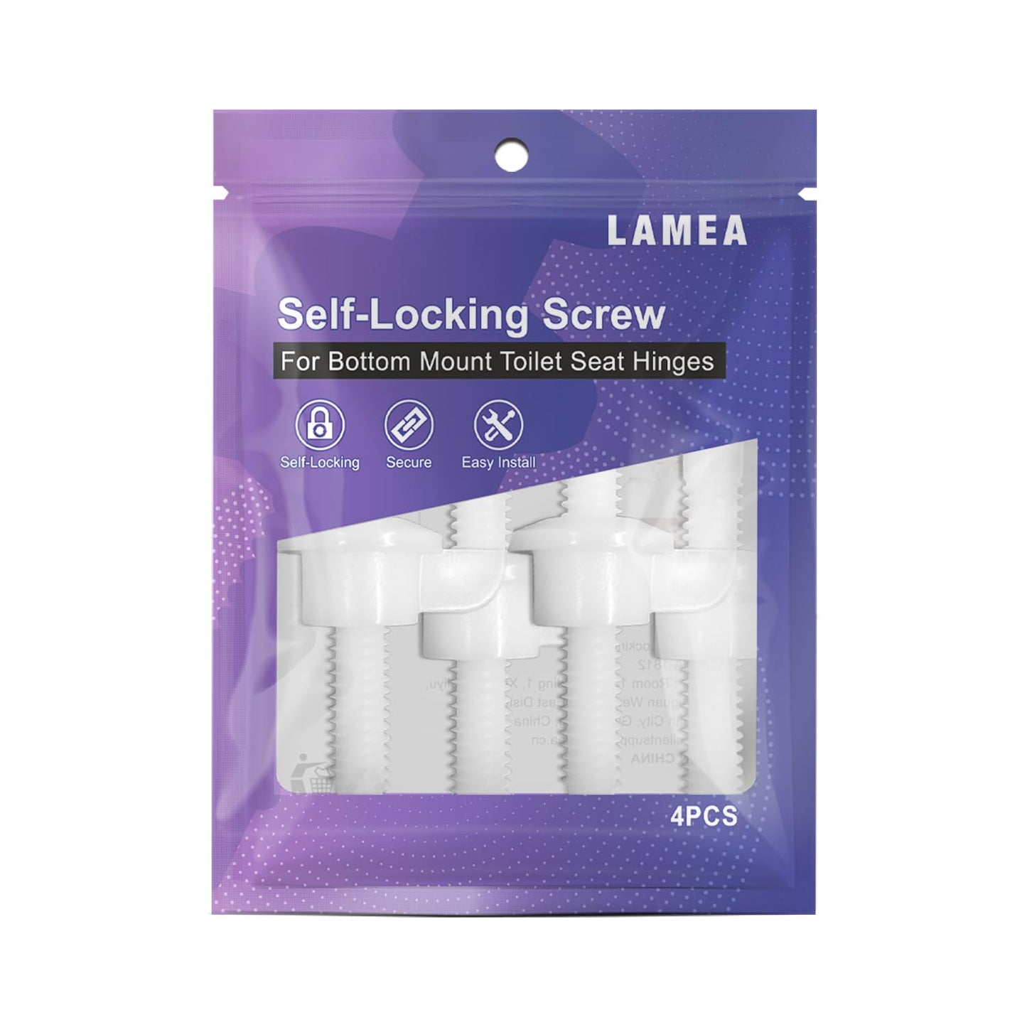 Toilet Seat Mounting Screws, Including Screw and Nut for Top Mount Toilet Seat Hinges, Plastic, Pack of 4