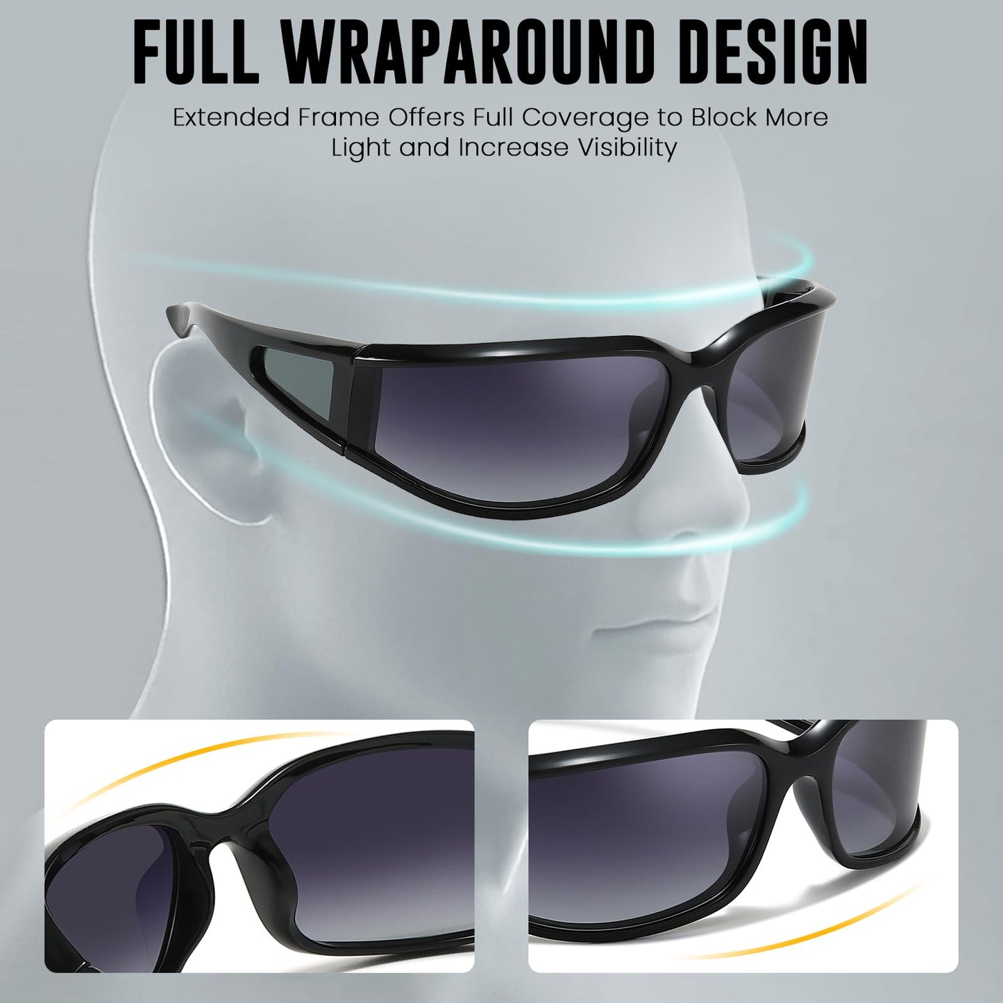 SODQW Polarized Wrap Around Sunglasses for Women UV400 Sports Shades