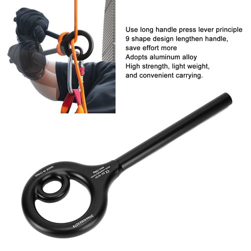 KLLJRFW 9 Rescue Figure, 9 Shape Rigging Descender Anti Falling Outdoor Climbing Gear Speed Descent Device for Rock Climbing Belay and Rappelling Equipment (Black)