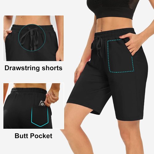 DIBAOLONG Women's Yoga Shorts - Comfy Loose Fit Bermuda Style with 3 Pockets | Perfect for Lounge