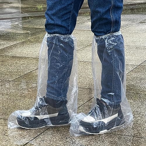Fancystyle Pack of 20 Disposable Thicker Boot and Shoe Covers 19 inch Tall Extra Large Resistant Water/Skid Resistant Clear (20)