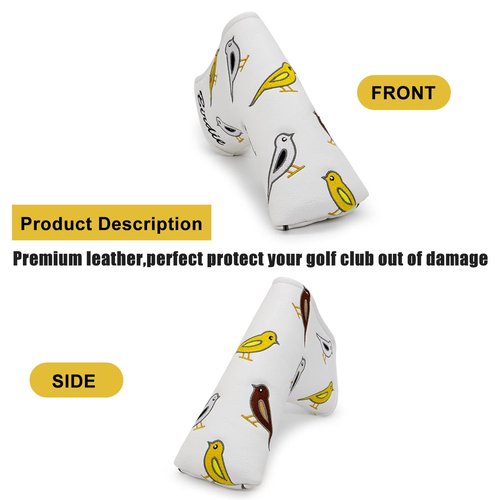 Golf Club Headcover Golf Birdie Birds Driver Fairway Wood Hybrid Wood Head Cover Mallet Blade Putter Cover 3pcs 1pc for Golf Wood Club Head, White