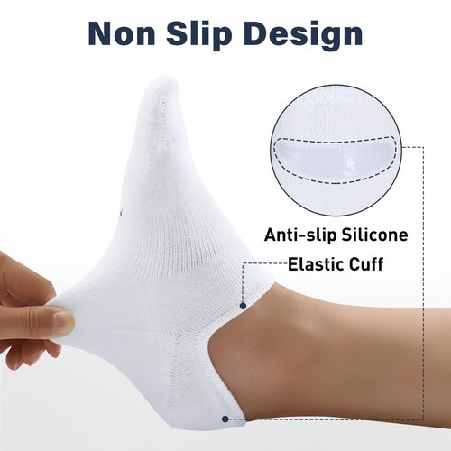 SIXDAYSOX White Mens Socks Size 10-13 Anti Slip Low Cut Ankle Socks Men Size 13-15