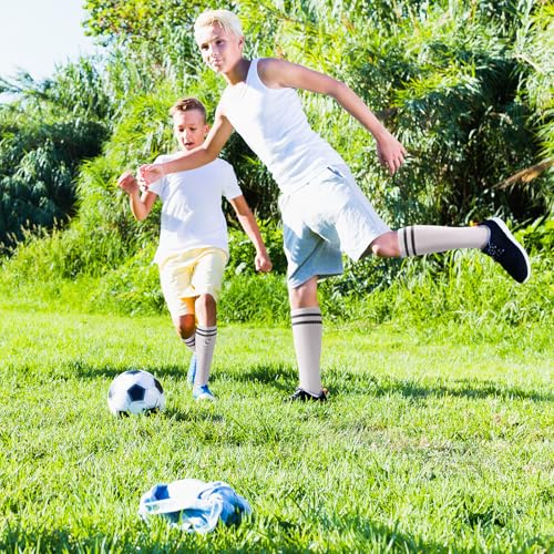 Kids Football Socks - 4 Pairs, Breathable Mesh, White