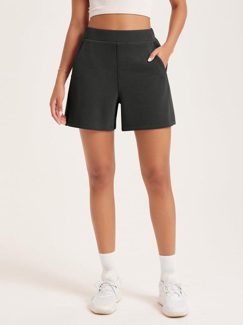 ODODOS Modal Soft Relaxed Shorts with Pockets for Women High Wasit Casual Shorts, Black, X-Small