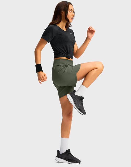 G Gradual Women's Athletic Shorts - High Waisted Stretchy Bermuda Shorts | Quick Dry Summer Casual Wear