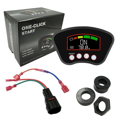 Golf Cart Keyless Ignition Switch System Compatible with EZGO TXT, Club Car DS Precedent Tempo Onward, Yamaha G22 G29 Golf Carts, One Click Start/Battery Level Display