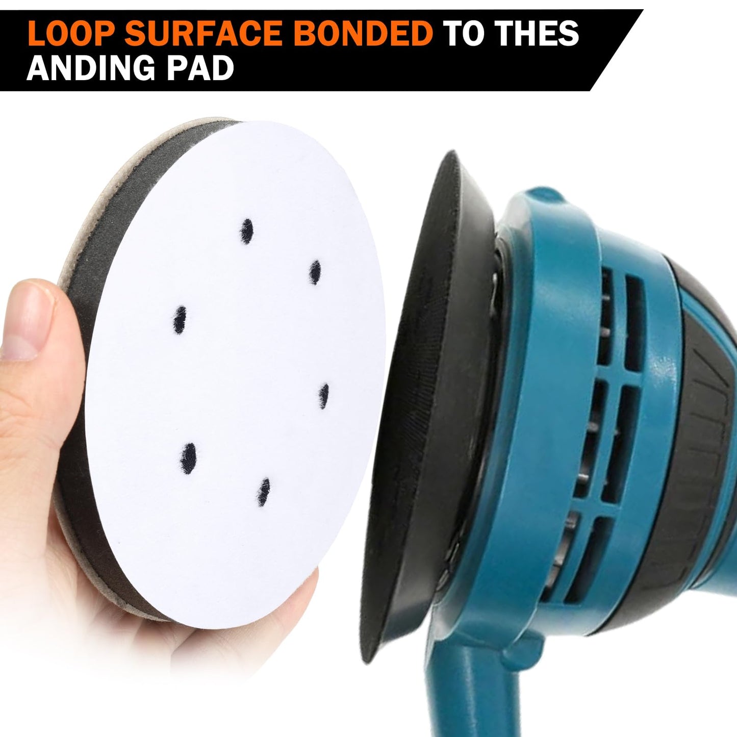 2 Pack 6 Inch 6 Holes Interface pad,Orbital Sander Foam Pad，6" Foam Sanding Pads，Hook and Loop Soft Density Sponge Cushion Buffer Backing Pad for Orbital Sander