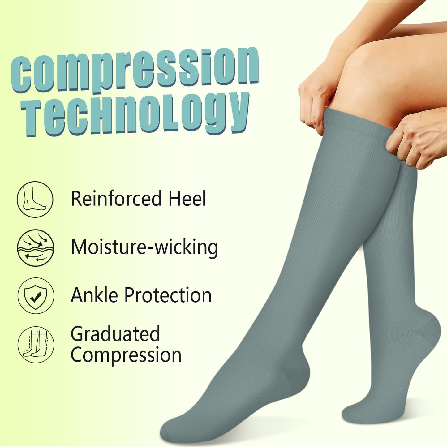 Copper Compression Socks 15-20 mmHg for Men & Women 8 Pairs – Circulation Support for Nurses,Travel,Running,Hiking,Soccer,Gifts,Pregnant,Flying,Knee High Compression Socks(S/M)