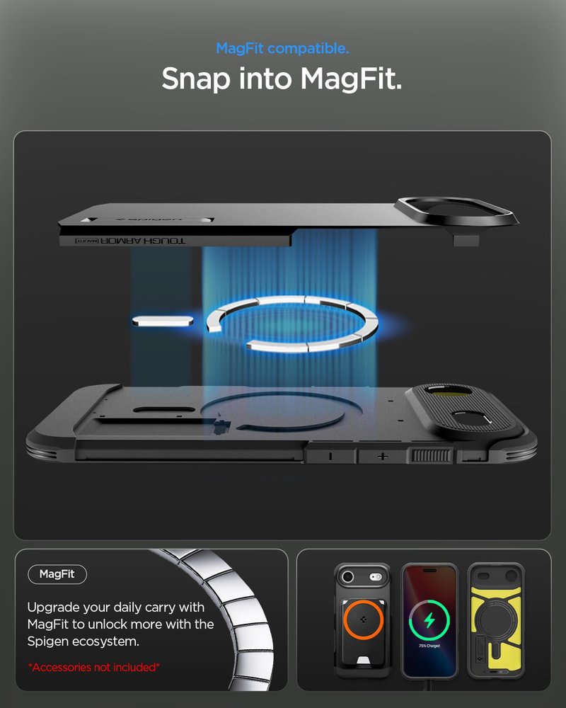 Spigen for iPhone Air Case, Tough Armor T MagFit [Camera Control Button] [Compatible with Magsafe] - Black