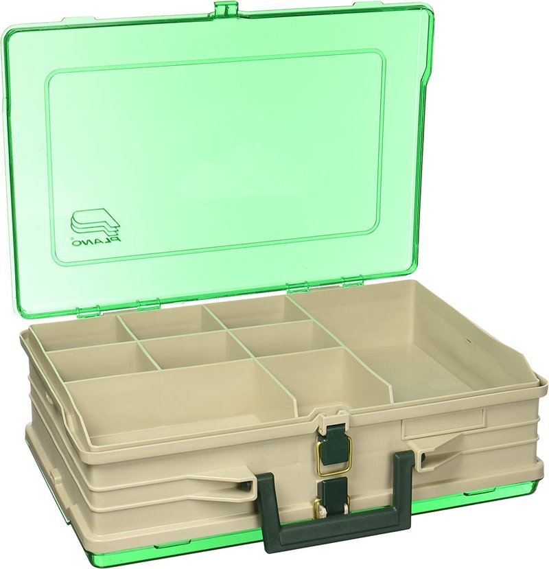 Plano Magnum Tackle Box Double Side Sandstone/Green 1119, Premium Tackle Storage,Multi