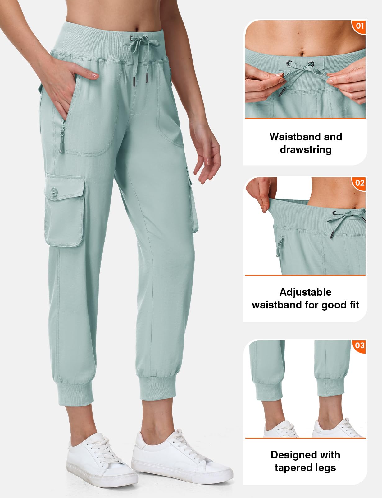 TBMPOY Womens Cargo Joggers Hiking Pants Lightweight Sweatpants Casual Travel Quick Dry Outdoor Trip Work with Pockets Blue M