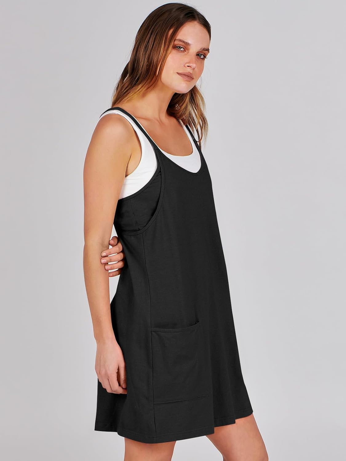 Caracilia Women's Summer Mini Dress - Casual Sleeveless Romper with Built-In Shapewear | Perfect for Tennis & Workouts