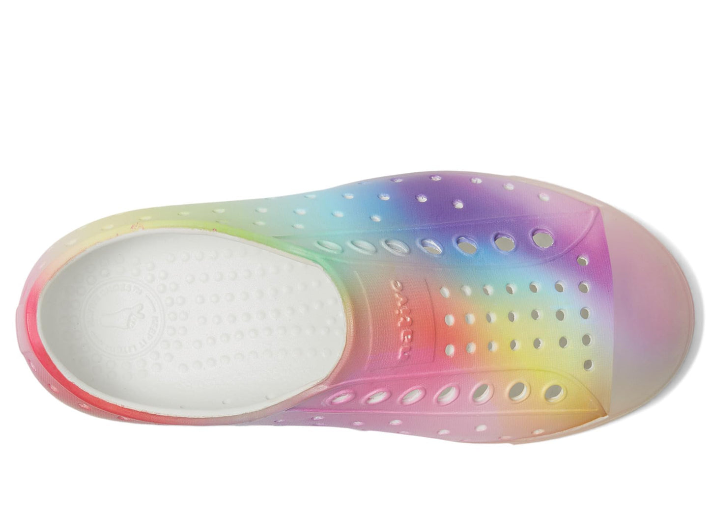Native Shoes Unisex-Kids Jefferson Print Sneakers, Shell White/Translucent/Rainbow Blur, 11 Little Kid