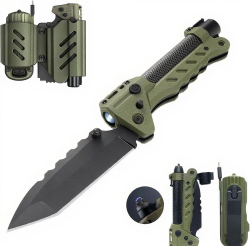 Kaito Voyager Survivor 3” Survival Knife - Waterproof Handle & Multi-Tool Design for Camping & Emergencies (Green)