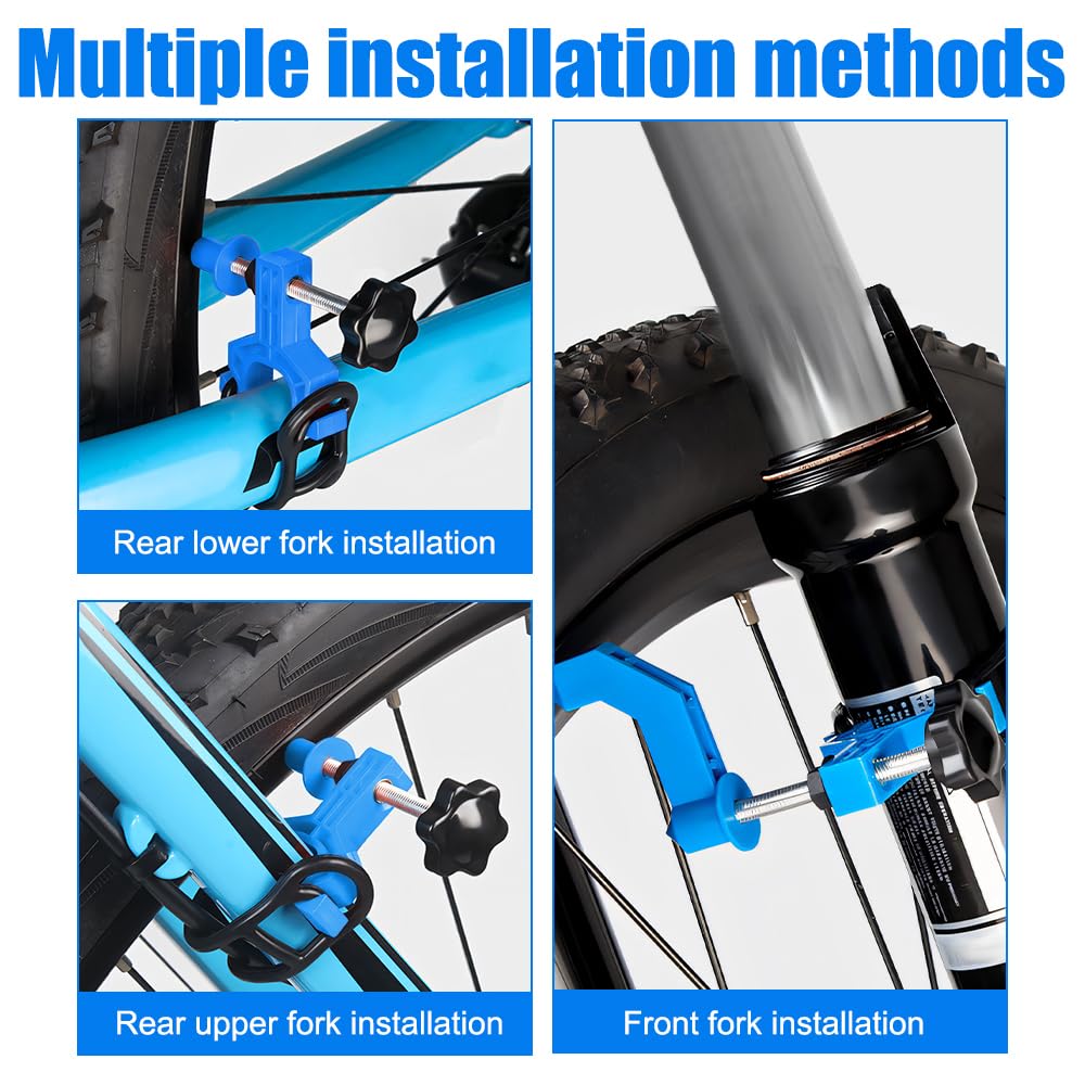 MiOYOOW Bicycle Rim Adjustment Tool, Mini Bike Wheel Truing Stand with Spoke Key & Rubber Strap Cycling Repair Accessories for Bicycle Maintenance