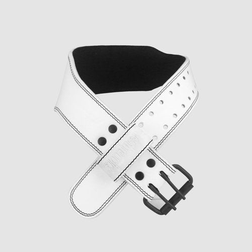Aesthreadics Leather Weight Lifting Belt for Men and Women (White, Medium (30"-34"))