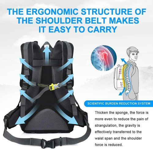 INOXTO lightweight Hiking Backpack 35L/40L Hiking Daypack with Waterproof Rain Cover for Travel Camping Outdoor Men and Women (35L Black with 3L bladder)