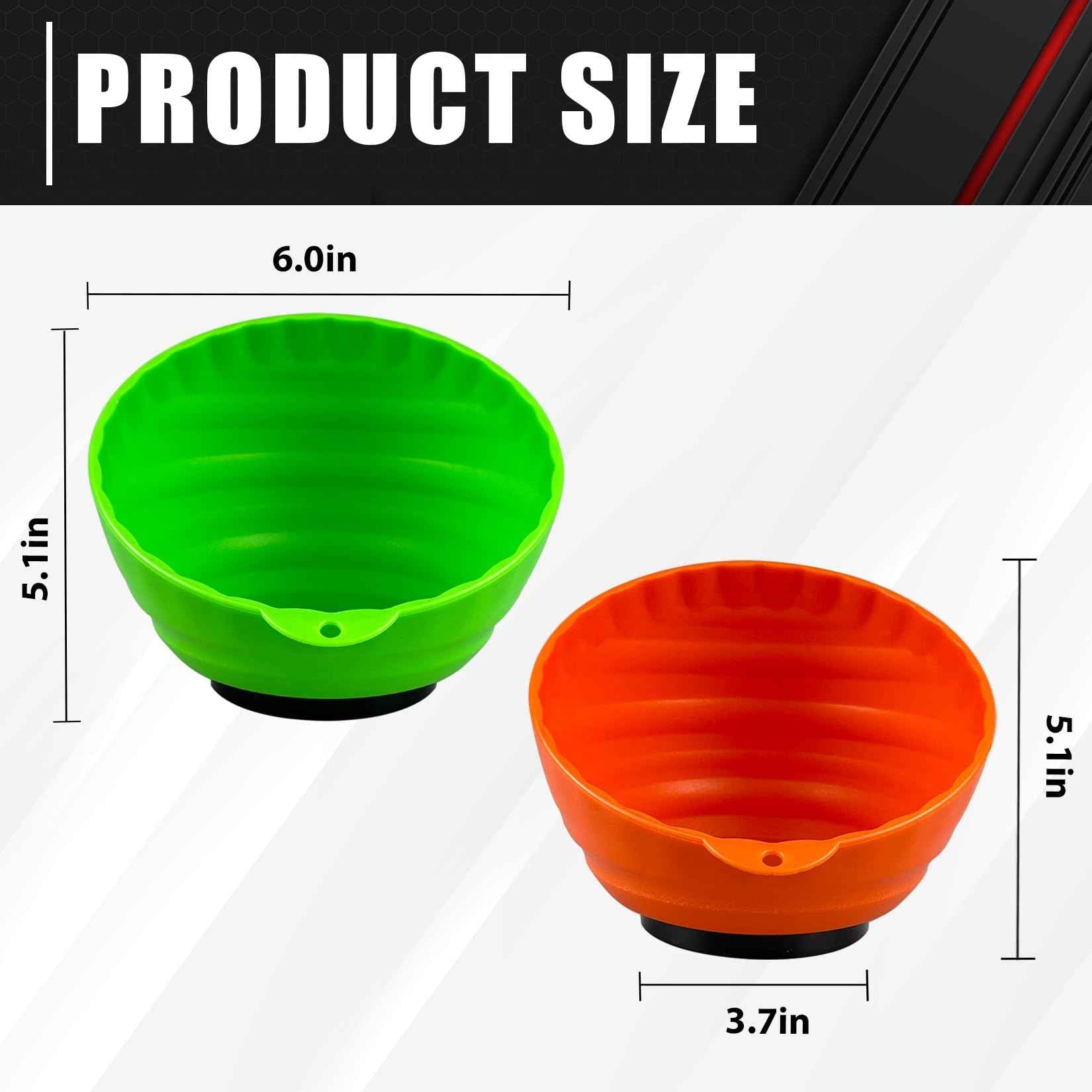 C&T 2-Piece Magnetic Nut Cup, Nuts and Bolts Organizer Set, 6 Inch Cup Diameter, Holds up to 5 lbs, Magnetic Bowls for Holding Nuts and Bolts, Small Parts, Pins, Tools