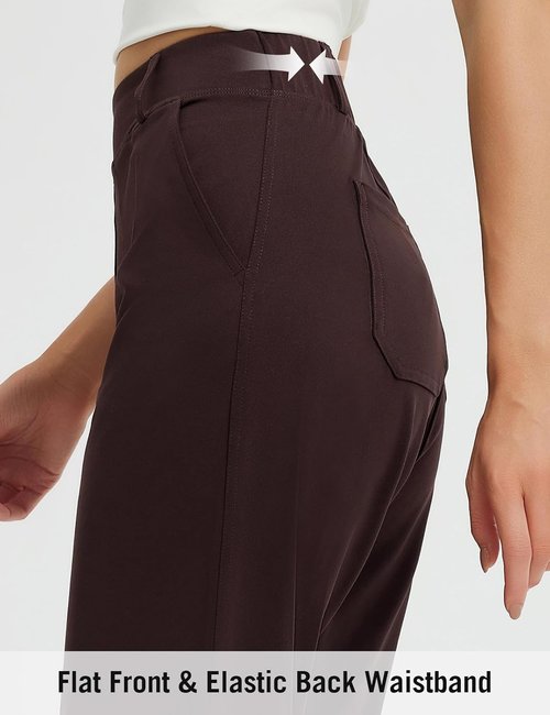 Baleaf Women's Ankle Barrel Pants - Stretchy Travel Slacks with Pockets | Petite Fit