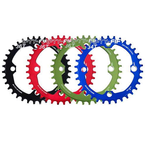 FIFTY-FIFTY Round 104BCD Mountain Bike Chainring, 30T 32T 34T 36T Narrow Wide, Single Chainring for 9/10/11-Speed with 4 Alloy Bolts for MTB (30T, Round Black)