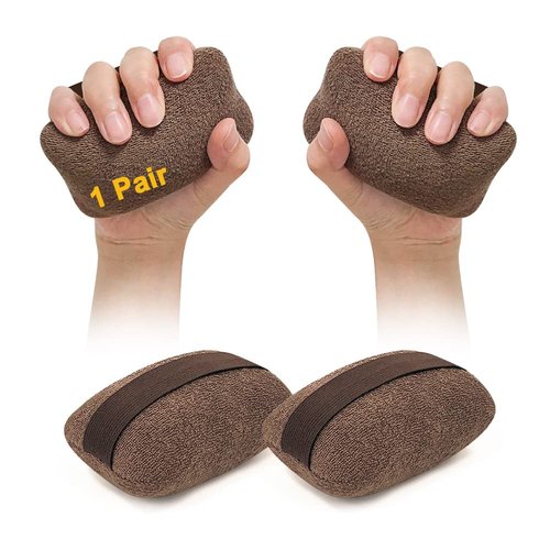 Zelen Palm Grip Protector for Hand Contracture Cushion Palm Splint Guard Finger Contracture Cushion with Elastic Band for Bedridden (Brown, 1 Pair)