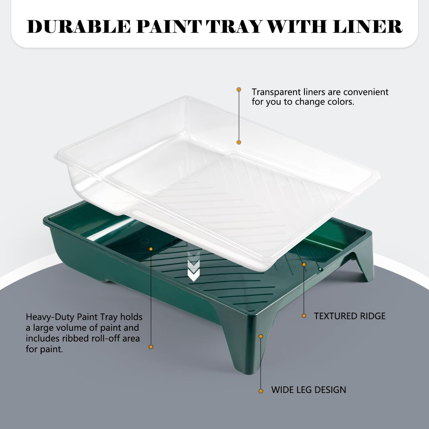 YiBaiBrush Paint Roller Kit, 18 Pack Paint Roller Set, 9 Inch Paint Roller, 4 Inch Paint Rollers with Frame, Paint Brushes for Walls, Paint Tray with Liners, Paint Supplies for Painting Walls