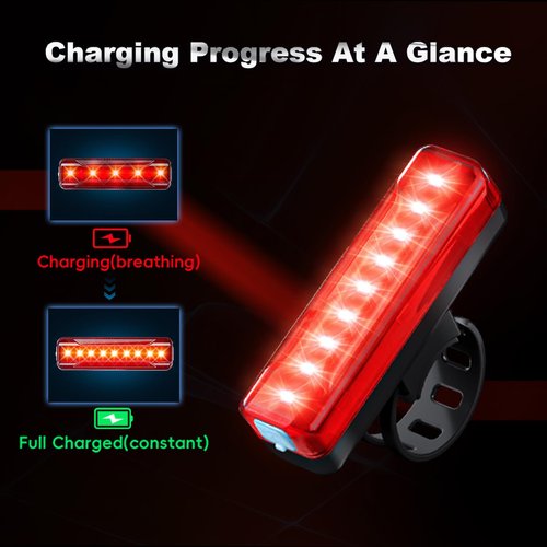 Bike Rear Light, USB Rechargeable 40H Long Runtime Taillight, Bright LED Bicycle Rear Light, 5 Modes, IPX5 Waterproof Bike Lights for Night Riding