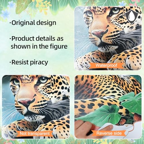 3D Broken Tiger Wall Decal Break Through Jungle Animals Wall Sticker Removable Tropical Rainforest Wall Art Forest Plants Peel and Stick Wallpaper for Kids Boys Bedroom Nursery Home Decoration B16018