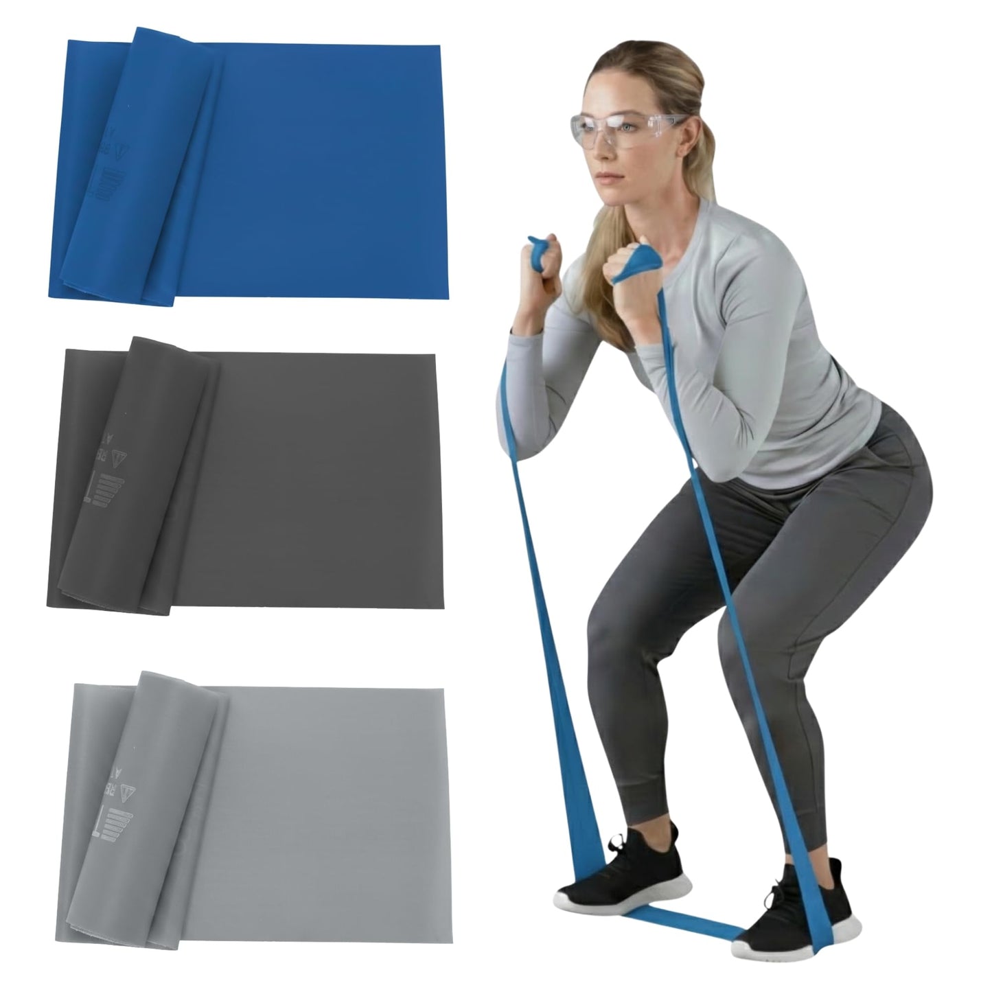 THERABAND Resistance Bands Set, Advanced Kit, Blue, Black, Silver, Latex Elastic Bands for Exercise & Physical Therapy, Strength Training for Upper & Lower Body Fitness