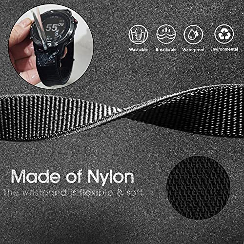 Abanen Black Hook & Loop Quick Dry 20mm Watch Band for Garmin Fenix 8 / Epix Pro / Fenix 7S-5S & Instinct 2S E