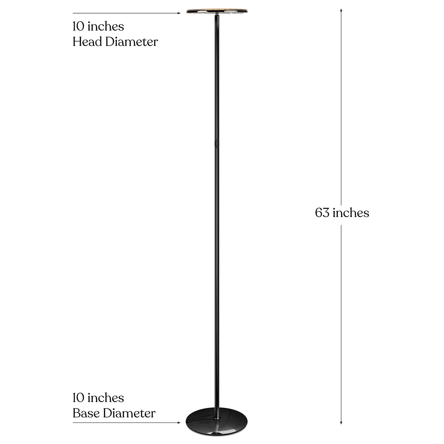 Brightech Sky LED Floor lamp, Torchiere Super Bright Floor Lamp for Living Rooms & Offices - Dimmable, Tall Standing Lamp for Bedroom Reading - Black Chrome