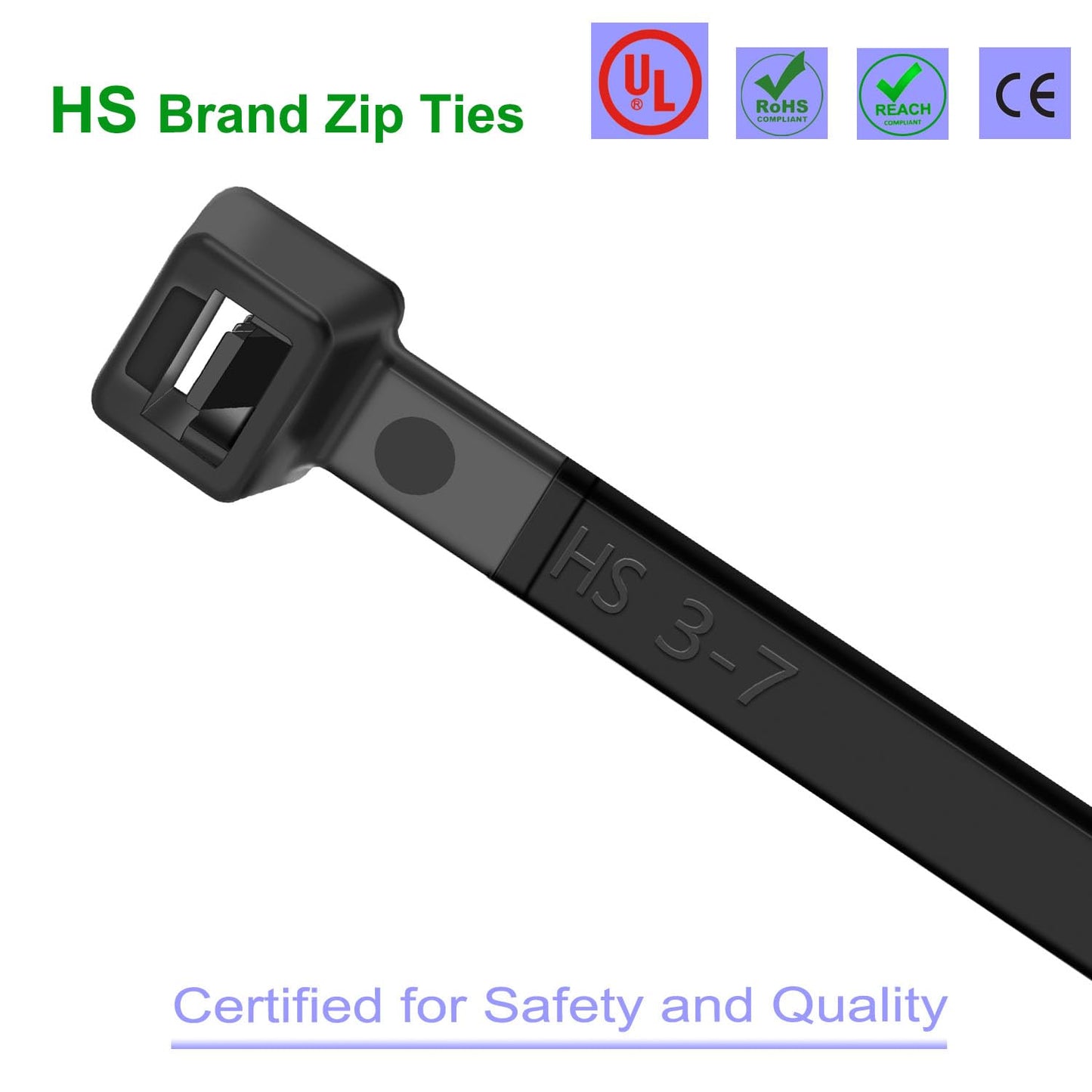 HS 18 Inch Zip Ties Black Heavy Duty 120 Pounds Wide Straps (50 Pack) Nylon PA66 UV Resistant,Self-Locking Large Long Electrical Plastic Cable Wire Zipties for Outdoor Use,Multi Purpose