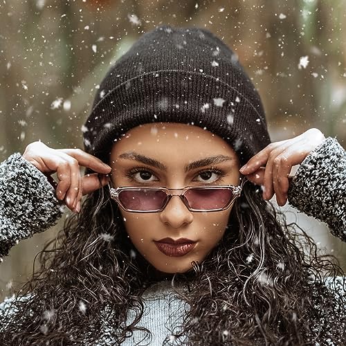 Slouchy Knit Beanie Hat for Men & Women - Black