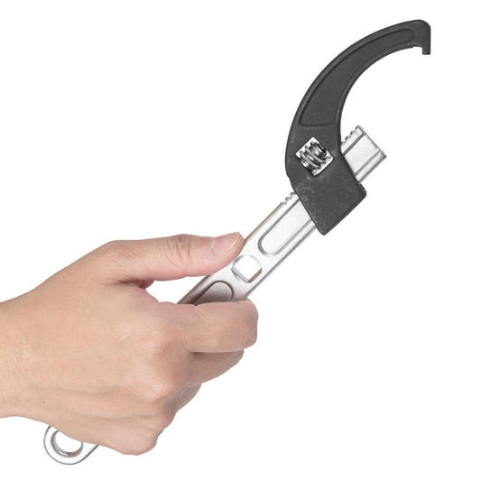 KiWAV Adjustable Steering Stem Wrench 22-75MM – Universal 2-in-1 Spanner with 3/8 Torque Wrench Drive Cutout – Durable Alloy Steel, Rust-Resistant Motorcycle Tool