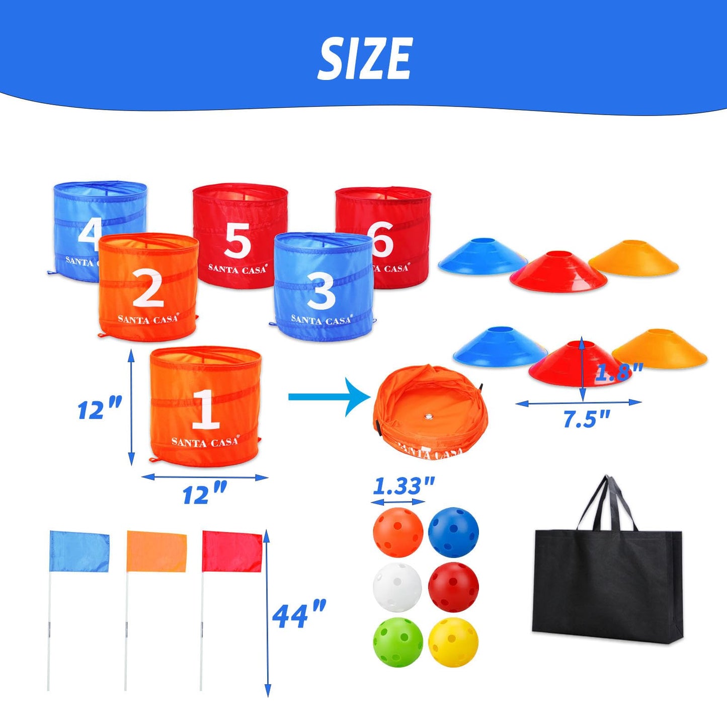 SANTA CASA Golf Backyard Bucket Game - 6-Hole Portable Yard Games Golf Chipping Practice Set for Adults & Pros, Lawn Golf Training, Family Fun at Beach & Park for Dad, Man, Teens